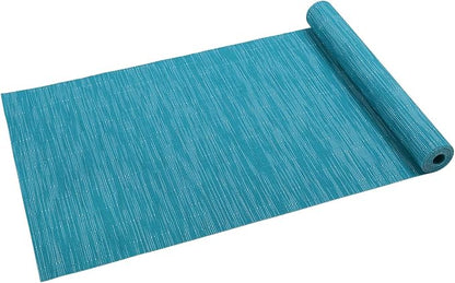 SHACOS Woven Vinyl Table Runner Indoor Outdoor 12x54 inch Kitchen Dining Table Runners Wipe Clean Washable PVC Table Runner, Teal Blue