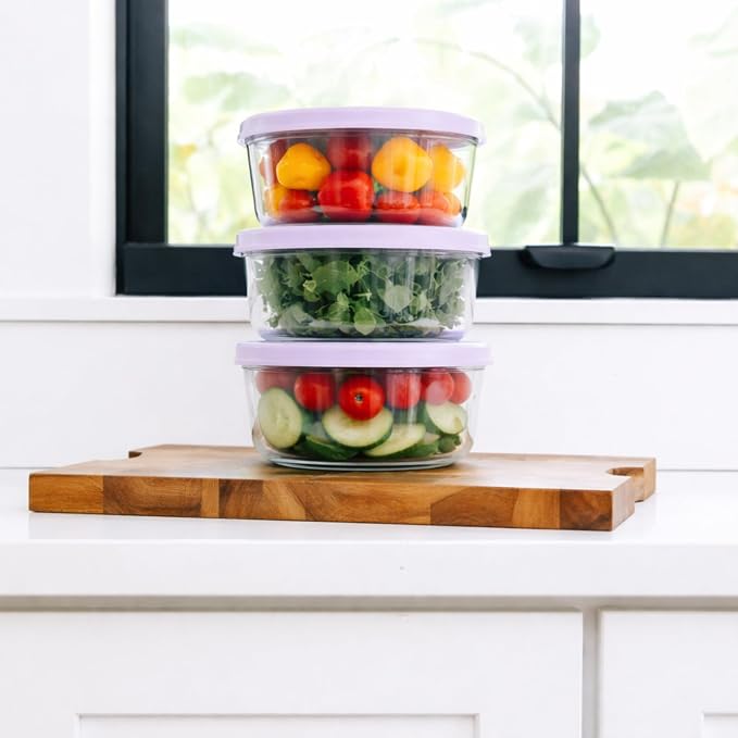 12-Piece Glass Food Storage Containers Set | 4-Cup, Leakproof | Microwave - Image 2
