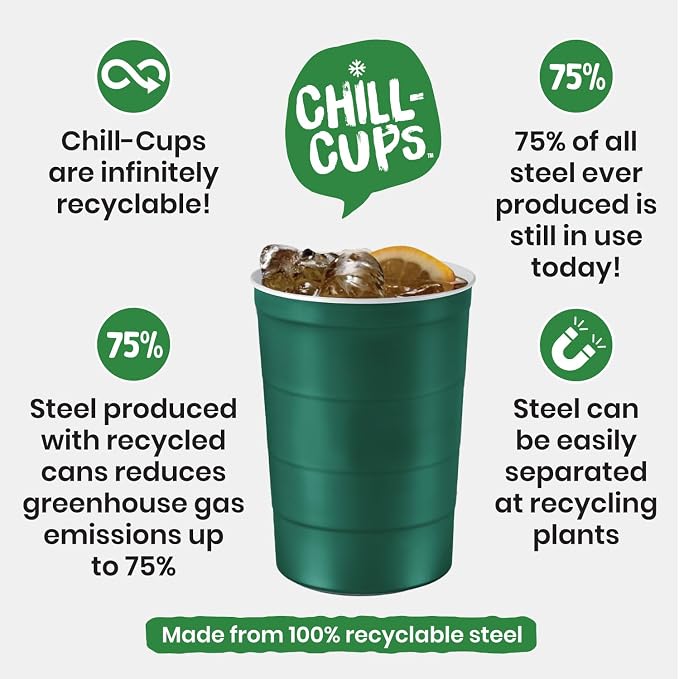 Steel Chill Cups 16 oz. Durable & Reusable Party Cups - Image 4
