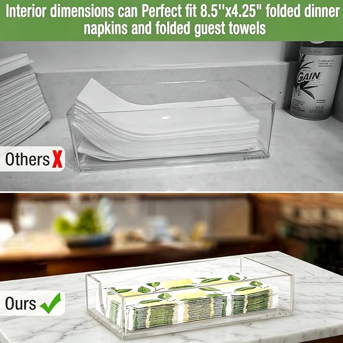 Acrylic Napkin Holder 2 Pack, Antislip | Flat Acrylic Tray - Image 5