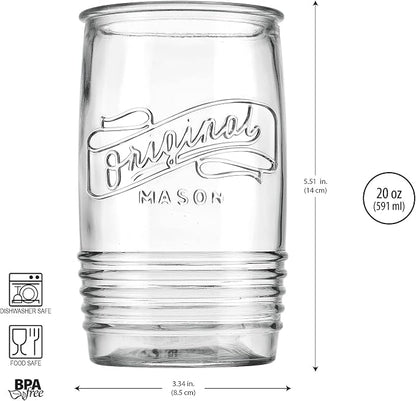 Glaver's Set of 8 Tumbler Glass Cups 20 OZ Mason Stemless Tall Drinking Glasses - Image 4