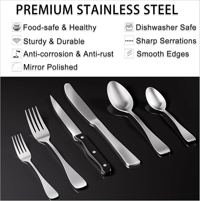 49PCS Silverware Set with Organizer, Stainless Steel Flatware Drawer Cutlery Set - Image 3