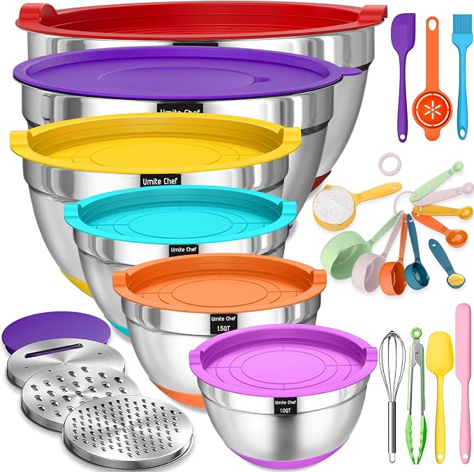 Umite Chef Thickened Heavy-Duty 26pcs Stainless Steel Bowl, Mixing Bowl Set by UmiteChef