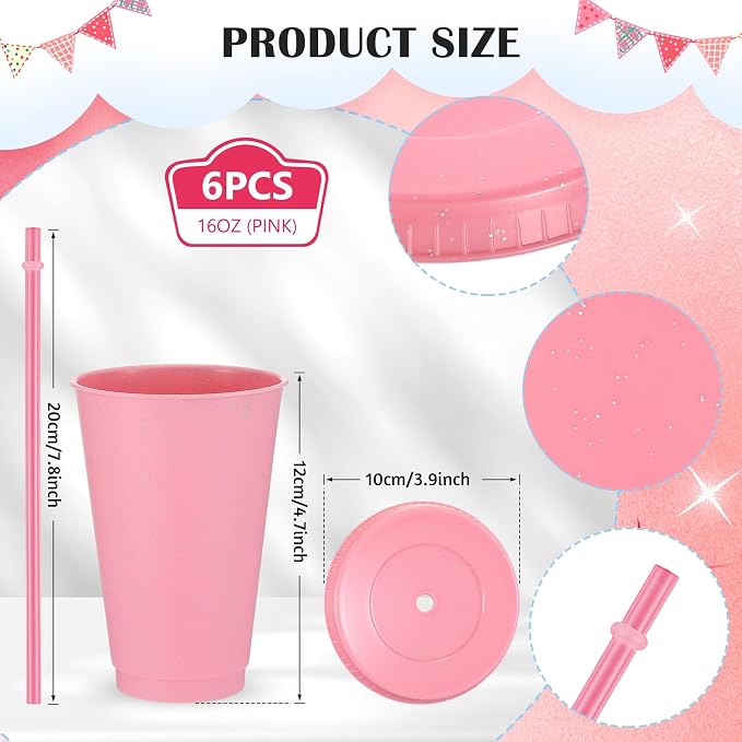 Uiifan 6 Pcs 16 oz Reusable Tumbler - Image 2