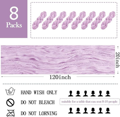 8 Pack Lavender Cheesecloth Table Runner 20 x 120 inch Gauze Table Runners 10 - Image 2