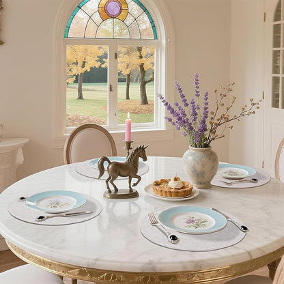 homing 15 Inch Round Cloth Placemats Set of 4, Cotton Linen Blend Washable Table Mats, Farmhouse Dining Place Mats for Indoors & Outdoors, Easy to Clean, Beige