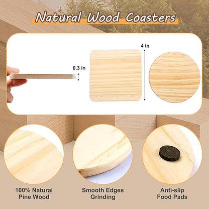 96 pcs Unfinished Wood Coasters - Image 6