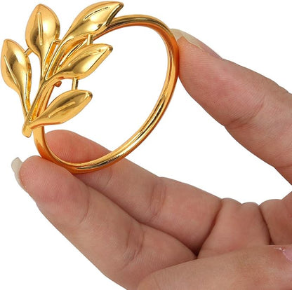 KPOSIYA Set of 20 Leaf Napkin Rings Metal Gold Napkin Holder Table Napkin Rings - Image 7