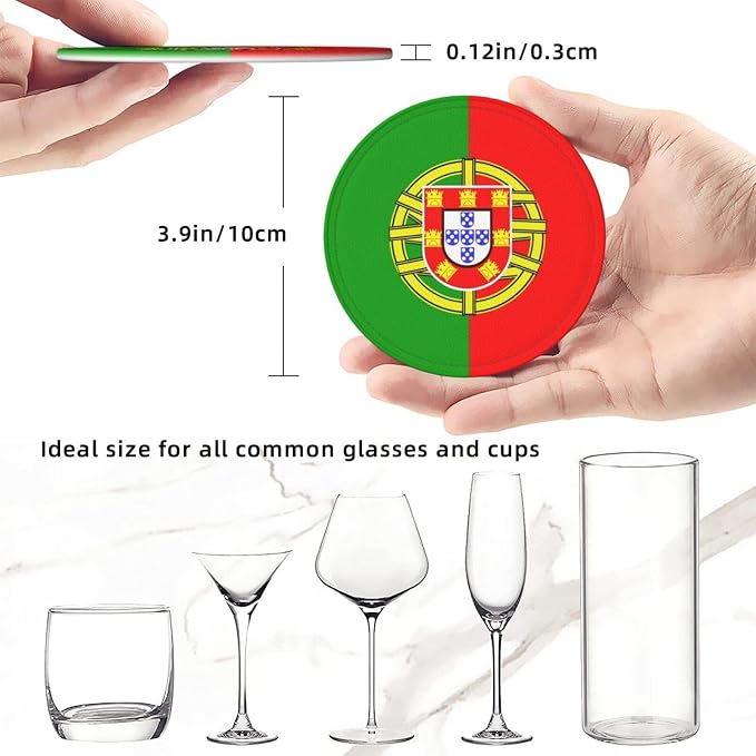 6 Pack Portugal Flag Leather Coaster - Image 4