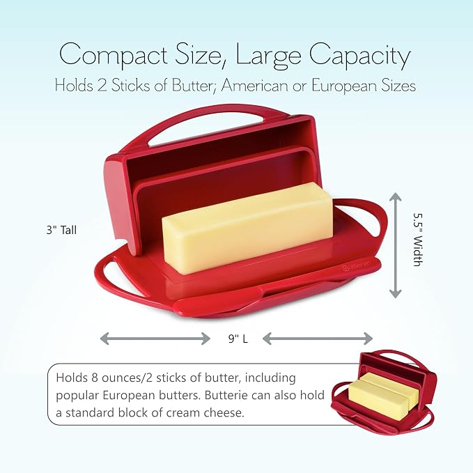 Flip Top Butter Dish with Attached Lid & Matching Knife, 2 Pack - Image 4
