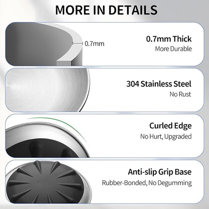 Elevated Cat Bowls, Separable Dishes for Solo Use, 304 Stainless Steel Raised Cats Plates for Wet Food, Extra Wide Shallow Design for Whisker Relief, Non-Slip Silicone Base Kitten Feeder, 2 Set
