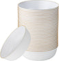 Edge Collection White with Gold Rim Plastic Party Soup Bowls Premium by PLASTICPRO