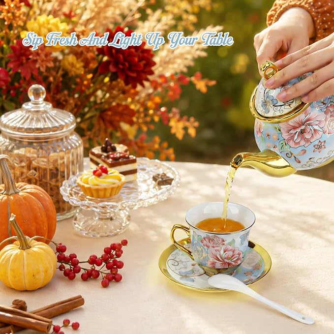 Porcelain Tea Cup and Saucer Set European Tea Set - Image 2