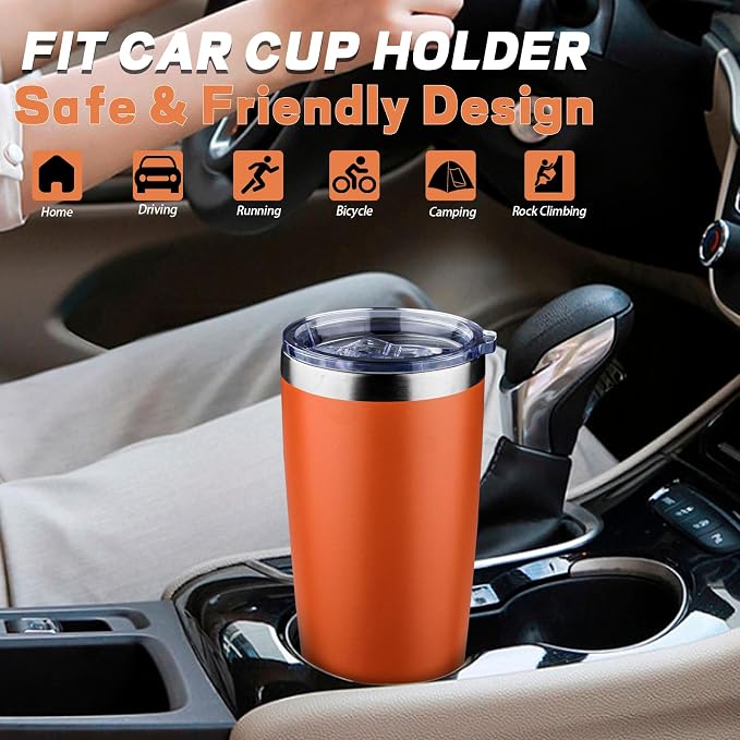 20 oz Tumbler with Lids and Straws, Stainless Steel Insulated Coffee Tumbler - Image 6