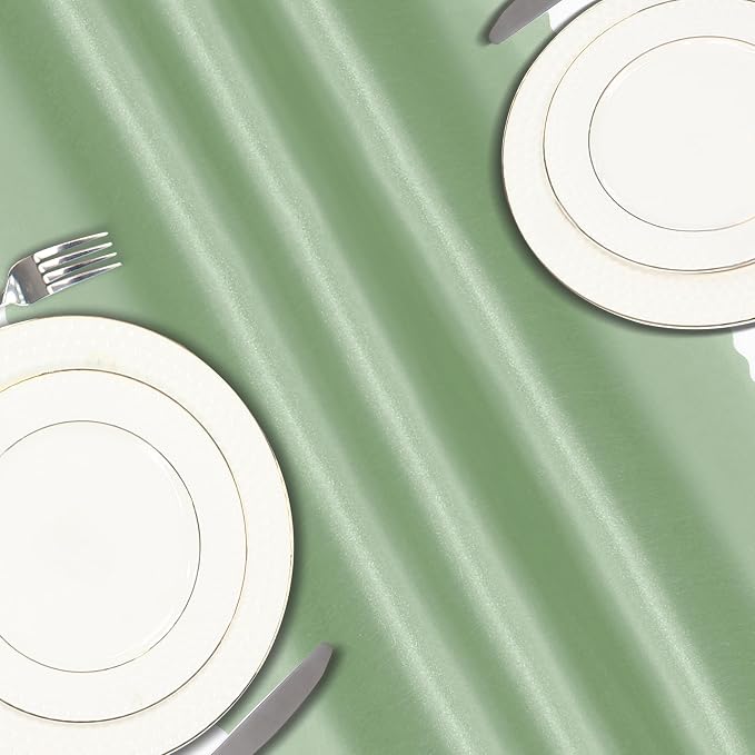 VACVELT Sage Green Satin Table Runners, 12x72 Inch, 12 Pack, Scalloped Edge | - Image 5