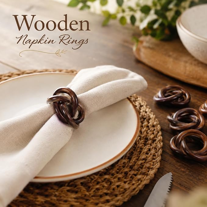 ALPHA Living HOME Wooden Napkin Rings Set of 12 - Image 2