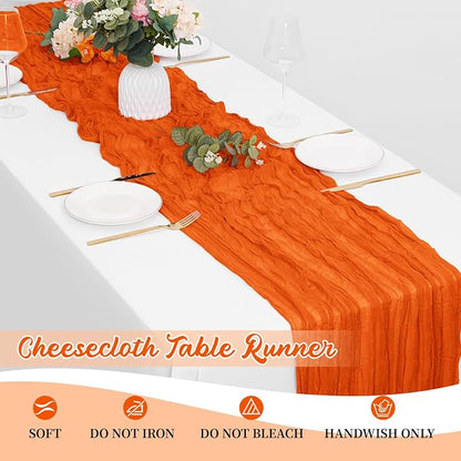 16 Pack Orange Cheesecloth Table Runners 20x120 Inch Gauze Table Runner 10FT - Image 6