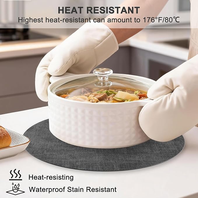 Round Faux Leather Placemats and Coasters, Reversible Heat Resistant Non-Slip - Image 2