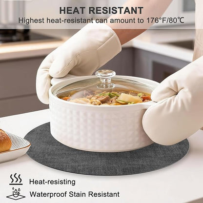 Round Faux Leather Placemats and Coasters, Reversible Heat Resistant Non-Slip - Image 2