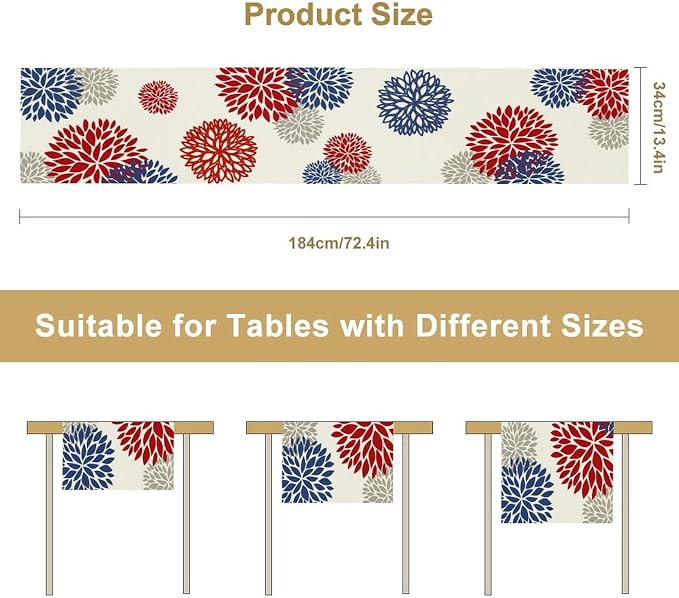 4th of July Table Runner, 13x108inch - Image 8