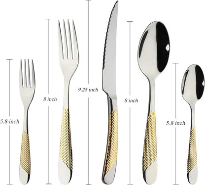 40-Piece Gold Silverware Set Stainless Steel Flatware Set Cutlery Set | Service - Image 2