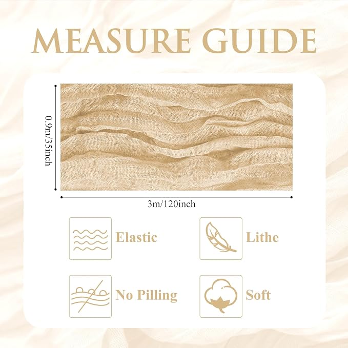 Cheesecloth Table Runner 10FT Sand Boho Gauze Rustic Sheer Table Runners | - Image 2
