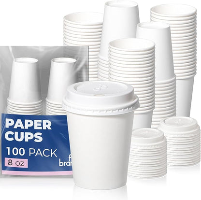 Fit Meal Prep 100 Pack 8 oz Disposable Coffee Cups by FMPBRANDS