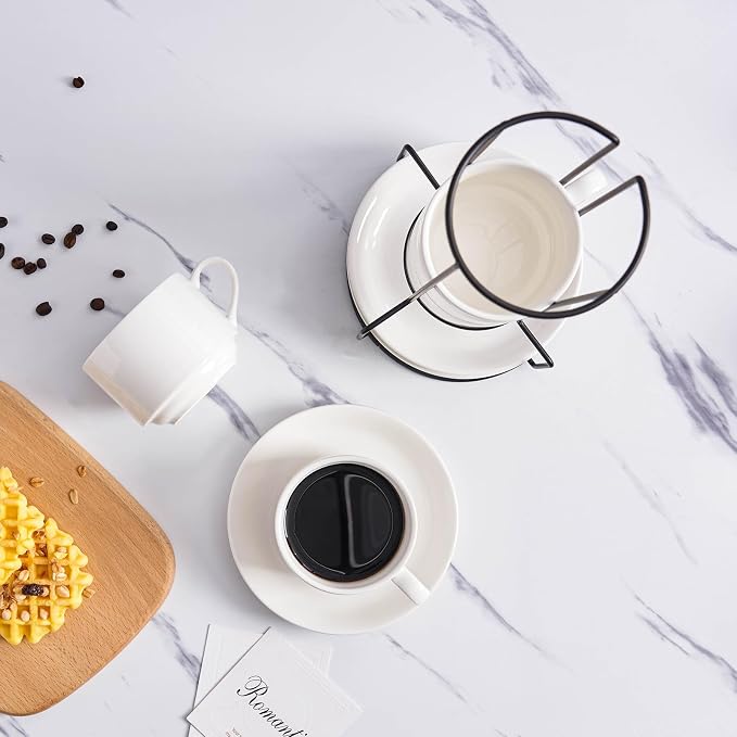 YOLIFE 8oz Porcelain Stackable Cappuccino Cups - Image 3