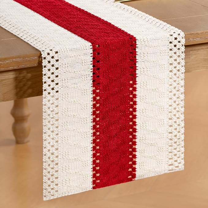 Boho Table Runner Summer Farmhouse Rustic Dining Dresser Scarf Home Decor | - Image 4