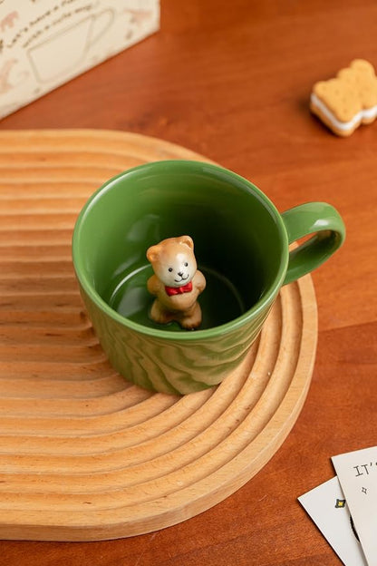 DIHOclub Bow Tie Bear Coffee Cup Hidden Ceramic Animal Inside Mug, Cute Cartoon - Image 2
