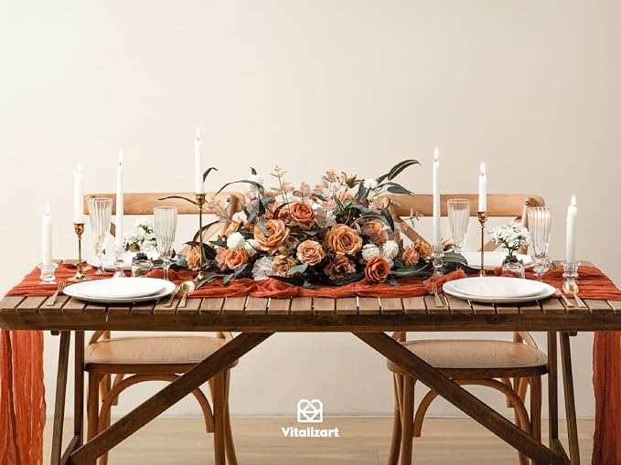 Vitalizart Cheesecloth Table Runner Terracotta 10ft Gauze Boho Rustic | 120 - Image 4