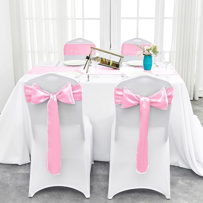 10-Pack Pink Satin Table Runner 12 x 108 Inch Long Bright and Smooth Silk - Image 4
