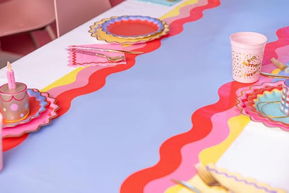 Packed Party Scalloped Soiree Party Paper Table Runner – 25 Ft Blue Center - Image 2