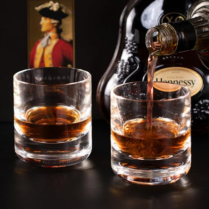KAMMAK Crystal Whiskey Glasses Set of 2, 6.76oz Old Fashioned Glasses Stemless, Hand Blown White Cocktail Glasses, Engagement Gifts for Couples, Women, Men