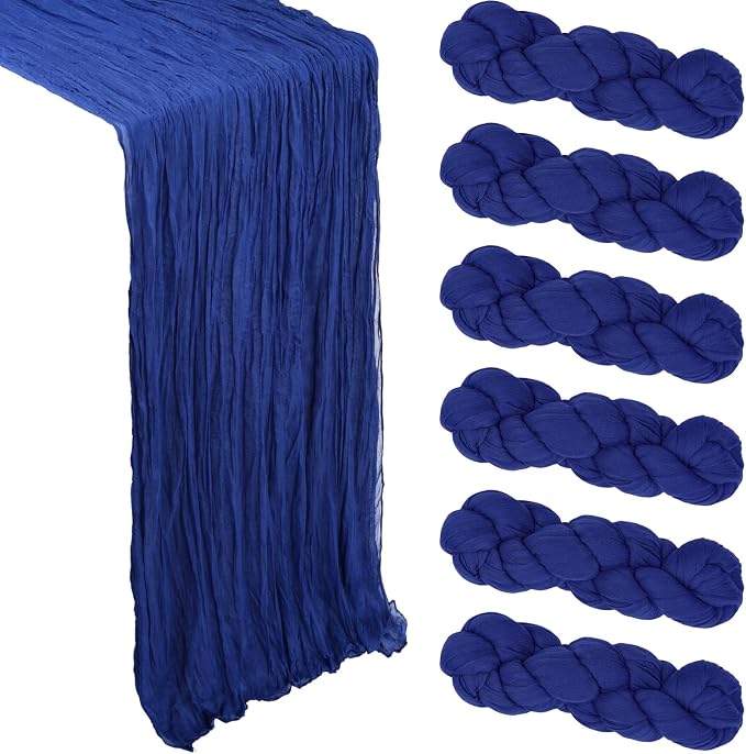 6 Pack Royal Blue Cheesecloth Table Runner 10Ft Gauze Cheese Cloth Table Runner by Heneger
