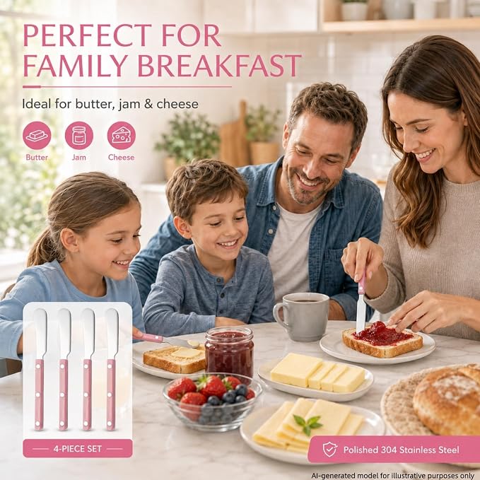 4PCS Stainless Steel Butter Knives Set: 6.3 Inch Cheese Spreader 304 Stainless - Image 5