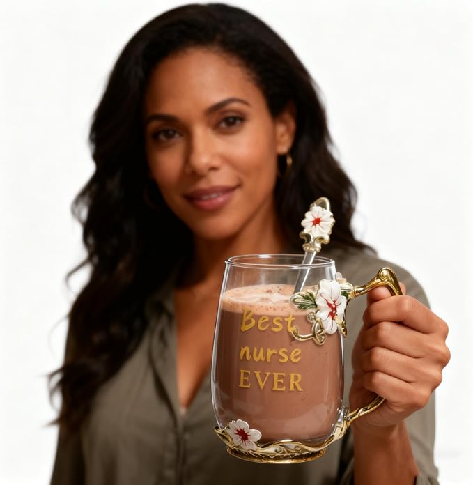 National Nurses Day Flower Glass Cup - Image 3