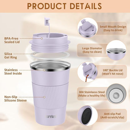 KETIEE Travel Mug 12oz: Insulated Coffee Mug - Image 3