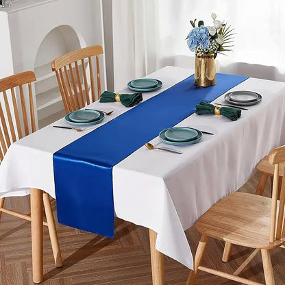 Royal Blue Satin Table Runner 12x108 Inches, 15 Pack | Silk and Smooth Fabric - Image 6