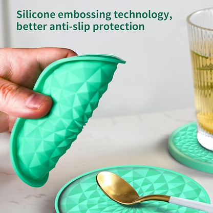 Cup Coasters Set of 6 with Holders Drink Coasters, Table Cup Mat, - Image 3