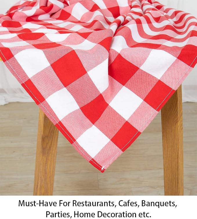 ShinyBeauty 60''x60'' Red & White Checkered Tablecloth - Image 3
