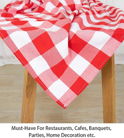 ShinyBeauty 60''x60'' Red & White Checkered Tablecloth - Image 3