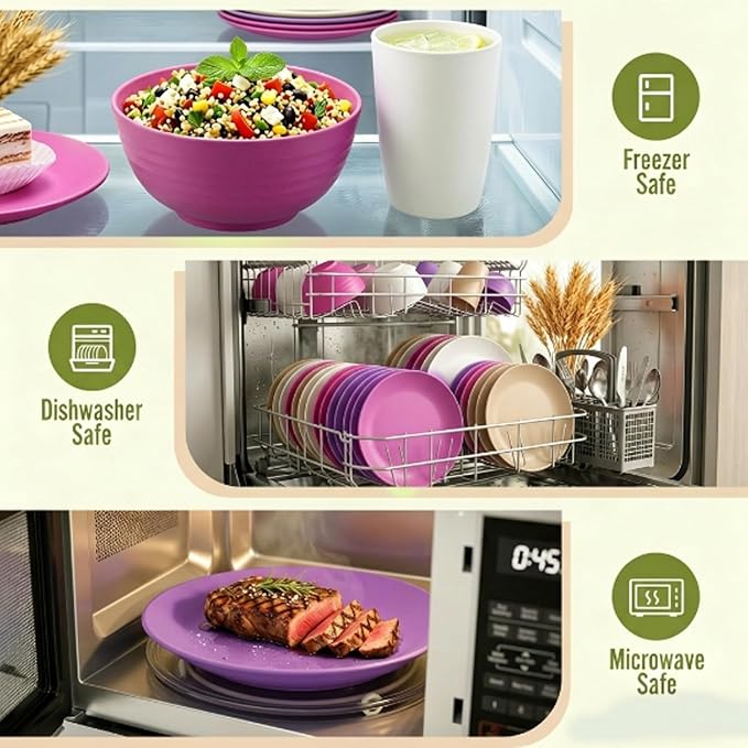 Wheat Straw Dinnerware Sets 40 PCS Bowl and Plate Sets - Image 6