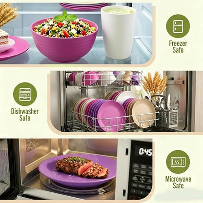 Wheat Straw Dinnerware Sets 40 PCS Bowl and Plate Sets - Image 6