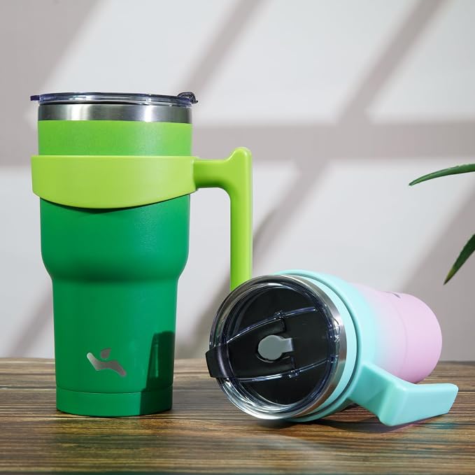Konokyo 30 oz Tumbler with Handle and Straw, Insulated Travel Mug | Matcha - Image 7
