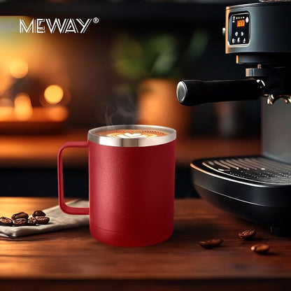 MEWAY 12oz Coffee Mug With Handle and Sliding Lid, Stainless Steel Travel - Image 8