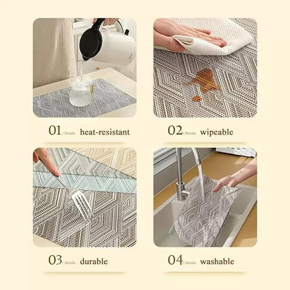 Druable Placemats Set of 6, Plastic Heat-Resistant Non-Slip Vinyl Place Mats Washable Easy to Clean Indoor Outdoor (18"x12", Dark Grey)