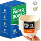 125 Pack 12 Oz Disposable Paper Bowls, Heavy-Duty Compostable Bowls by DispoLife
