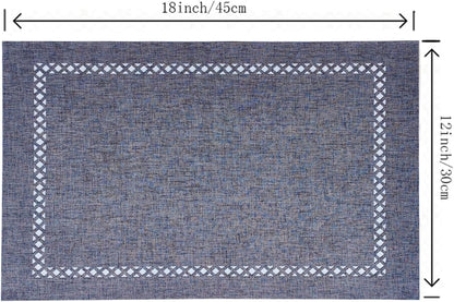 Placemats Set of 6 for Dining Table with Hollow Edge Design- Table Mats 12x 18 Inch, Cloth Place mats Machine Washable (Grey 6pcs)
