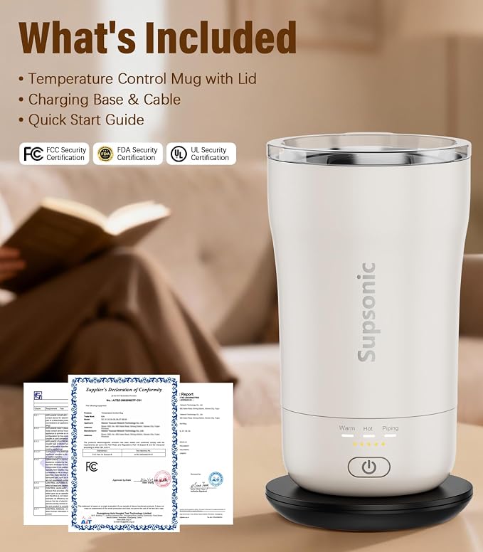 Supsonic Heated Coffee Mug, 14oz Smart Constant Temperature Travel Mug | Heat - Image 8